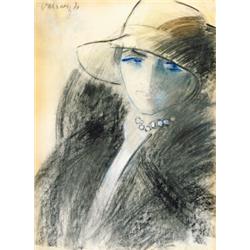 Vaszary János (1867-1939) Kalapos no gyöngysorral