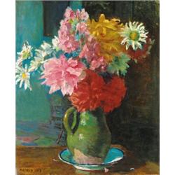 Kunffy Lajos (1869-1962) Virágcsendélet, 1955.