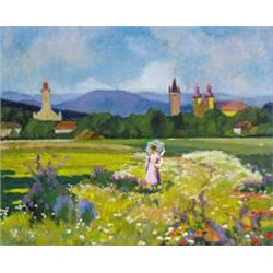 Balla Béla (1882-1965) Vadvirágos rét verofényben