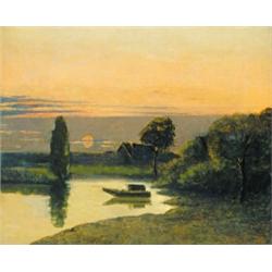 Mészöly Géza (1844-1887) Balatonparti alkonyat, 1886.