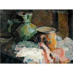 Nagy Oszkár (1883-1965) Pöttyösbögrés csendélet, 1961.