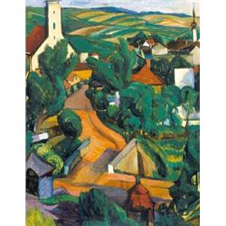 Perlrott Csaba Vilmos (1880-1955) Hídon át kanyargó kisvárosi utca