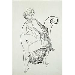 Kádár Béla (1877-1956) Akt pöttyös stólával