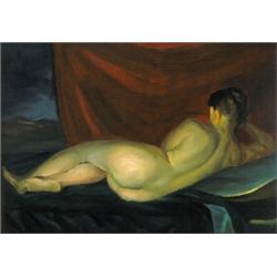 Mund Hugó (1892-1962) Akt drapéria elott