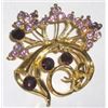 Vintage rhinestone purple and black pin