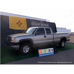 2003 CHEVROLET SILVERADO 2500HD ~ 121,006 MILES VIN: 1GCHC29U93E323885, SILVER, PICKUP, RWD, V8, 6.0