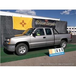2003 CHEVROLET SILVERADO 1500 ~ 135,748 MILES VIN: 1GCEK19T13Z275802, SILVER, PICKUP, 4WD, V8, 5.3L,