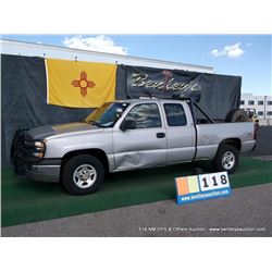 2004 CHEVROLET SILVERADO 1500 ~ 141,848 MILES VIN: 1GCEK19T94Z280165, SILVER, PICKUP, 4WD, V8, 5.3L,