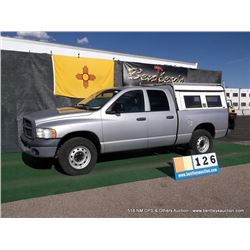 2004 DODGE RAM PICKUP 1500 ~ 125,253 MILES VIN: 1D7HU18P74J252266, SILVER, PICKUP, 4WD, V8, 4.7L, 1/