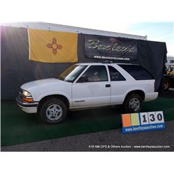 1999 CHEVROLET BLAZER ~ 108,318 MILES VIN: 1GNCT18W3XK160933, WHITE, SUV, 4WD, V6, 4.3L, 1/2 FUEL, A