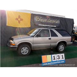 1999 CHEVROLET BLAZER ~ 093,776 MILES VIN: 1GNCT18W6XK127344, BROWN, SUV, 4WD, V6, 4.3L, 1/2 FUEL, A