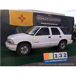 2003 CHEVROLET BLAZER ~ 158,190 MILES VIN: 1GNDT13X83K154656, WHITE, SUV, 4X4, V6, 4.3L, 1/4 FUEL, A