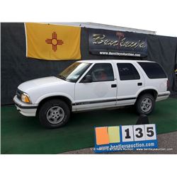 1997 CHEVROLET BLAZER ~ 253,049 MILES VIN: 1GNDT13W1V2176783, WHITE, SUV, 4WD, V6, 4.3L, 3/4 FUEL, A