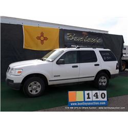 2006 FORD EXPLORER ~ 265,508 MILES VIN: 1FMEU72EX6UA36027, WHITE, SUV, 4WD, V6, 4.0L, 1/2 FUEL, A/C 