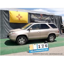 2001 ACURA MDX ~ 173,673 MILES VIN: 2HNYD18291H517498, BROWN, SUV, V6, 3.5L, 4WD, FRONT FENDER / PEE