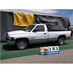 1995 DODGE RAM PICKUP 1500 ~ 174,266 MILES VIN: 1B7HC16YXSS325744, WHITE, V8, 5.2L, RWD, WINDSHIELD 