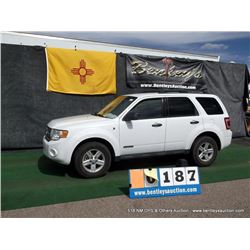 2008 FORD ESCAPE HYBRID ~ 135,860 MILES VIN: 1FMCU59HX8KC64152, WHITE, SUV, AWD, I4, 2.3L, A/C COLD,