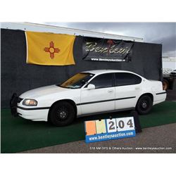 2005 CHEVROLET IMPALA ~ 143,631 MILES VIN: 2G1WF55K859374474 , WHITE SEDAN, FWD, V6, 3.8L, WINDSHIEL