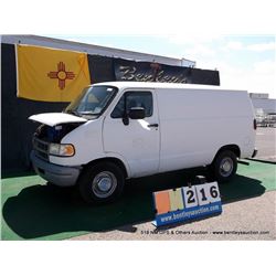 1996 DODGE RAM VAN B15 ~ 097,603 MILES VIN: 2B7HB11X0TK129521, WHITE, FULL-SIZE, VAN, RWD, V6, 3.9L,