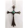Image 1 : Navajo Old Pawn Silver Turquoise Cross Necklace