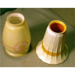 Two Art Glass Electric Shades, The cased glass flower decorated shade is 6" high and 3.5" acros...