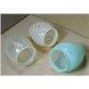 Image 1 : Three Opalescent Glass Electric Shades, These three tear drop swirl shades are 5" high and take...