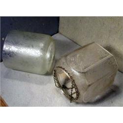 Pair of Etched Cylinder Shades, Two very fine acid etched cylinder shades. The round shade is 7...