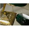 Image 1 : Student Lamp & Shades, Very nice brass student lamp on 7" base with an original label Emeralite...
