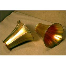 Pair of Art Glass Shades, Nice pair of flared art glass electric light shades that are 5" high...
