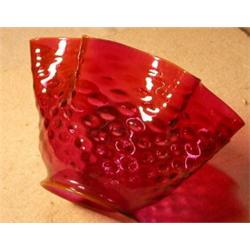 Ruby Hobnail Gas Shade, A beautiful wavy form hobnail gas light shade in ruby glass with an app...