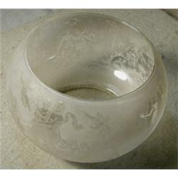 Very Fancy Etched Gas Shade, Here is very fancy etched glass gas shade, 5" high, 7" in diameter...