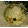 Image 2 : Marble Sink with Decorated Bowl, This corner sink with backsplashes measures 24" x 18" and feat...