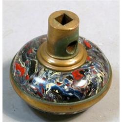 Unusual Enameled Knob, This passage size knob is dated 1881 on the shank. The top is covered wi...