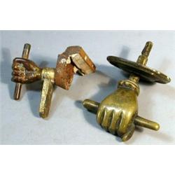 Two Fisted Hardware Lot, The larger fist came from a mid-19th Century sage and measures 5.5" x...