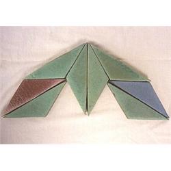 Grueby Tiles, A cool group of eight Grueby Pottery large triangle floor tiles. Each is 6 1/4" l...