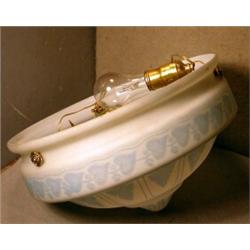 Cast Glass Hanging Light, Nice large hanging light, 9" high and 14" diameter, made from cased g...
