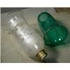 Image 1 : Two Good Glass Chimneys, The green chimney is 8" high, with a 5" diameter, and takes a 3" fitte...