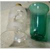 Image 2 : Two Good Glass Chimneys, The green chimney is 8" high, with a 5" diameter, and takes a 3" fitte...