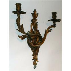 Bronze Wall Sconce, Quality bronze wall sconce in the art nouveau style, 14" long and 12" wide....