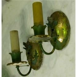 Pair of Wall Sconces, Nice pair of small painted metal wall sconces....