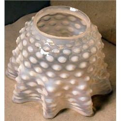Large Hobnail Gas Shade, This large wavy opalescent glass gas shade is 5.5" high and 8.75" in d...