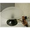 Unusual Football Desk Light, The etched and cut glass football measures 10" x 7" and sets in a...