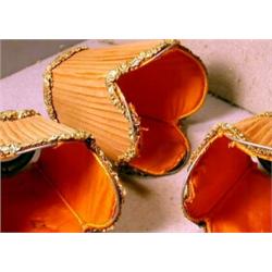 Set of Three Light Shades, These three cloth covered paneled light shades measure 4.75" high an...
