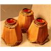 Image 3 : Set of Three Light Shades, These three cloth covered paneled light shades measure 4.75" high an...