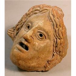 Old Terra Cotta Head, This terra cotta head is possibly from Roman times. It measures and is in...