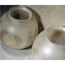 Pair of Round Globes, These round globes measure 6" in diameter and take a 3.25" fitter. They a...