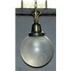 Image 1 : Hanging Glass globe, Round stencil etched globe, 7" diameter, hanging on a 16" brass chain and...