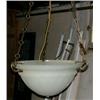Cast Glass Hanging Light, Large cast glass hanging light, 14" diameter, hanging from three bras...