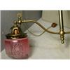 Image 1 : Two Arm Gas Fixture, Two arm gas light fixture with 8" decorated shades. The fixture has been p...