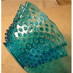 Blue Hobnail Shade, Large royal blue hobnail gas shade 9" diameter, 5.5" high, 4" fitter. Ameri...